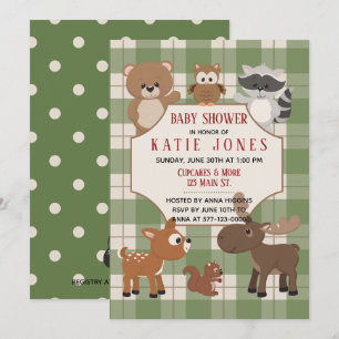 Beaux animaux de forêt Invitation de Baby shower v