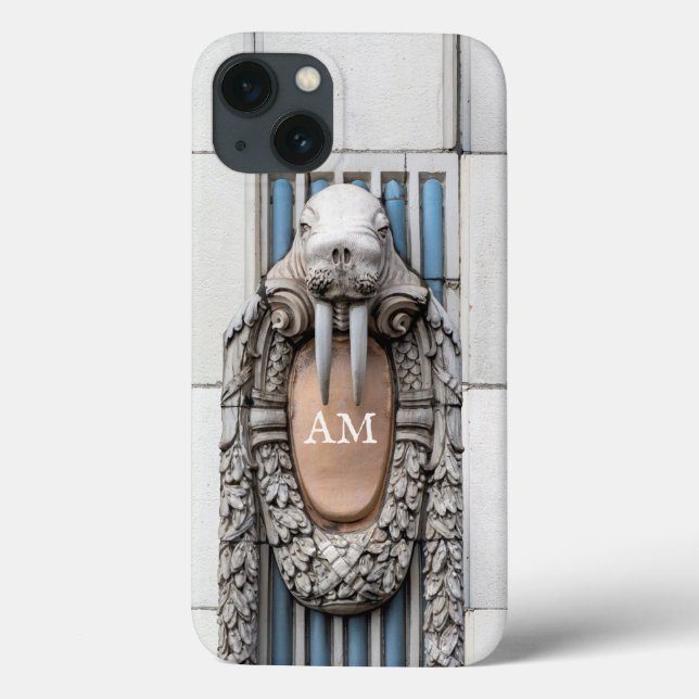 Beaux Arts Walrus Sculpture Custom Monogram Case-Mate iPhone Hülle (Rückseite)