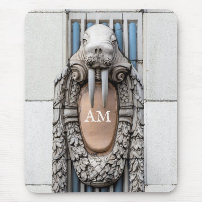Beaux Arts Walrus Skulptur Custom Monogram Mousepad (Vorne)