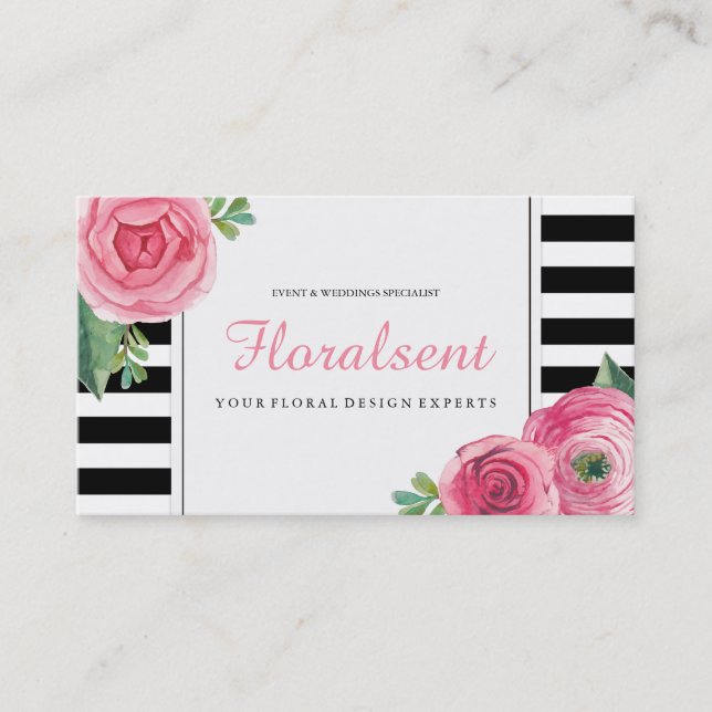 Beaux cartes de visite floraux pour aquarelle (Devant)