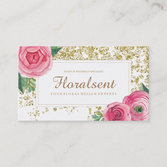 Beaux cartes de visite floraux pour aquarelle (Devant)