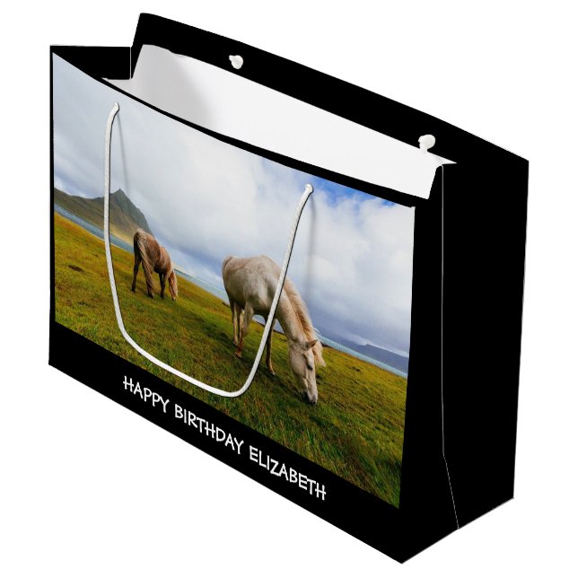 Beaux chevaux Grand sac cadeau (Devant Angle)
