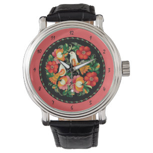 Beaux oiseaux et fleurs Croquis Montre poignet