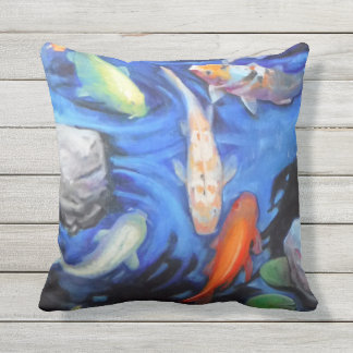 Beaux oreillers extérieurs Koi de 16 po x 16 po