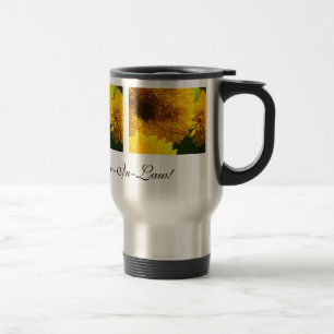 Beaux tournesols de tasse de café de belle-fille