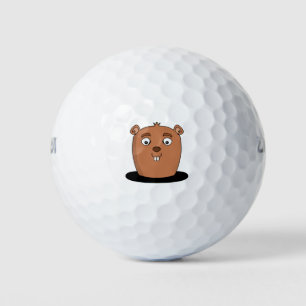Beaver coming out of a hole golfball