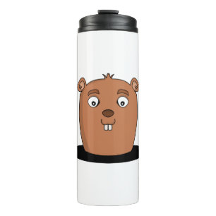 Beaver coming out of a hole thermosbecher