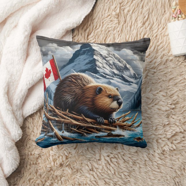 Beaver Lodge by Snowy Mountains Kissen (Decke)