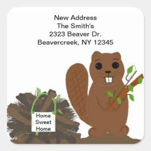 Beaver mit Dam New Address Stickers