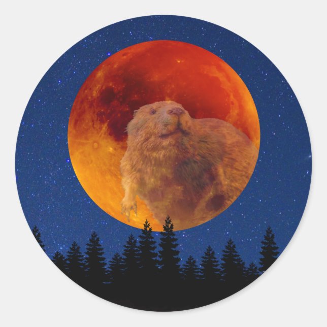 Beaver Moon im November Runder Aufkleber (Vorderseite)