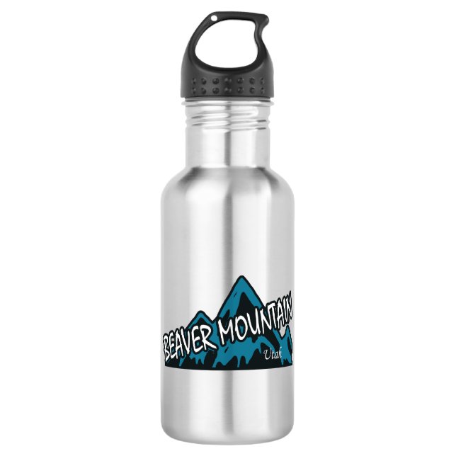 Beaver Mountain Resort Berge Edelstahlflasche (Vorderseite)