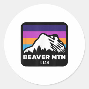 Beaver Mountain Utah Skifahren Snowboarden Familie Runder Aufkleber