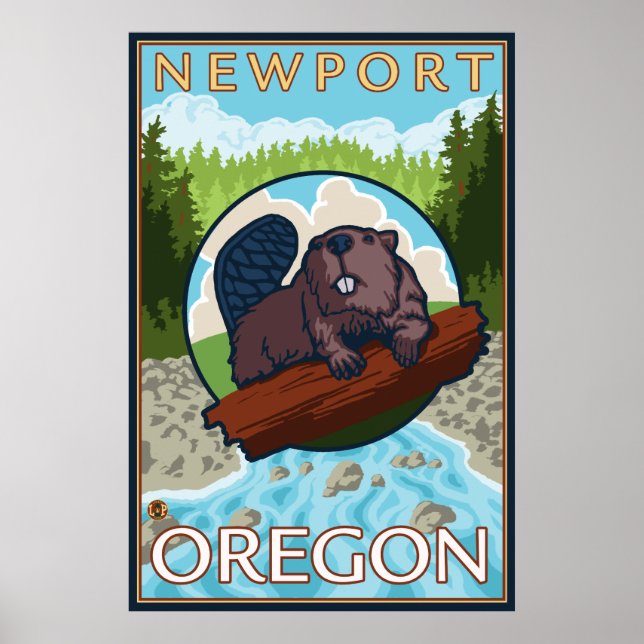 Beaver & River - Newport, Oregon Poster (Vorne)