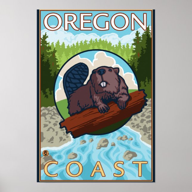 Beaver & RiverCoastVintage Travel Poster (Vorne)