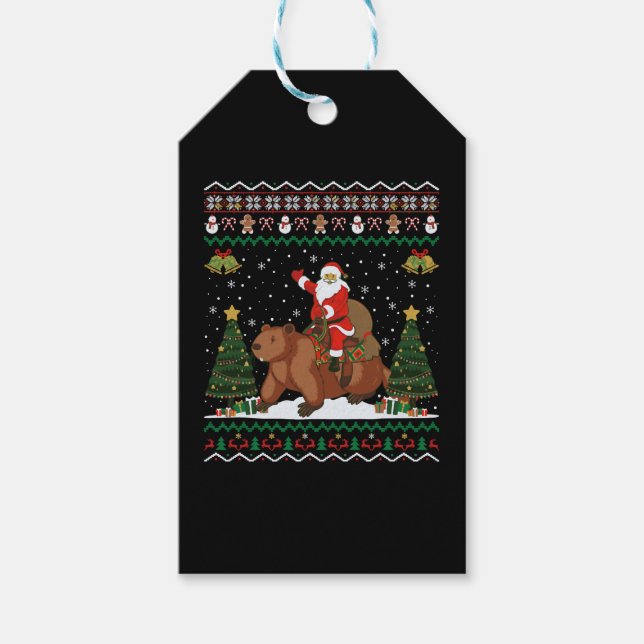 Beaver Ugly Xmas Gift Funny Santa Riding Beaver Ch Geschenkanhänger (Vorderseite)