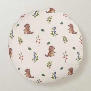 Beaver- und Waldbeeren-Kissen Rundes Kissen