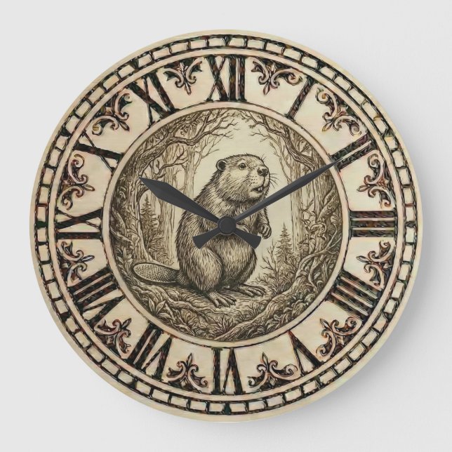 Beaver Wall Clock Große Wanduhr (Vorderseite)
