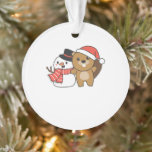 Beaver With Snowman in Winter At Christmas Ornament<br><div class="desc">Beaver with a snowman in winter for Christmas - a snowman for winter and Christmas. A winter greeting in the cold season for the holidays. Christmas beaver with snowman.</div>