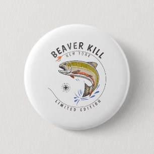 Beaverkill River New York Fly-Fischen Souvenir Bea Button