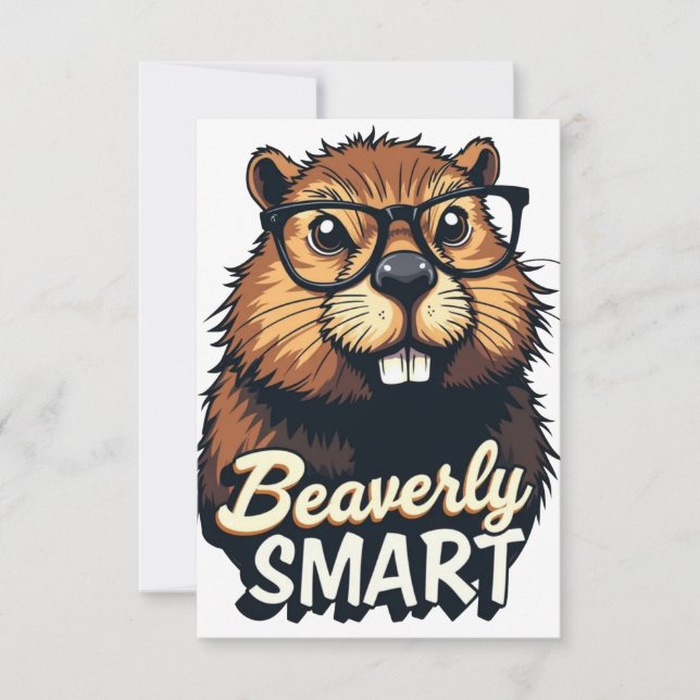 Beaversmart - Funny Beaver mit Brillen Graphic Dankeskarte (Vorderseite)