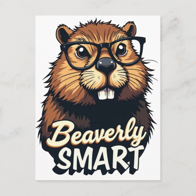 Beaversmart - Funny Beaver mit Brillen Graphic Postkarte (Vorderseite)