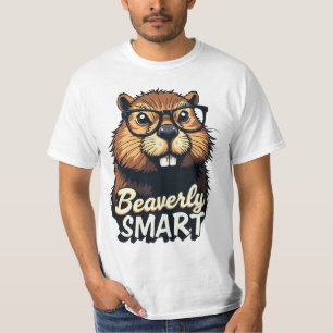 Beaversmart - Funny Beaver mit Brillen Graphic T-Shirt