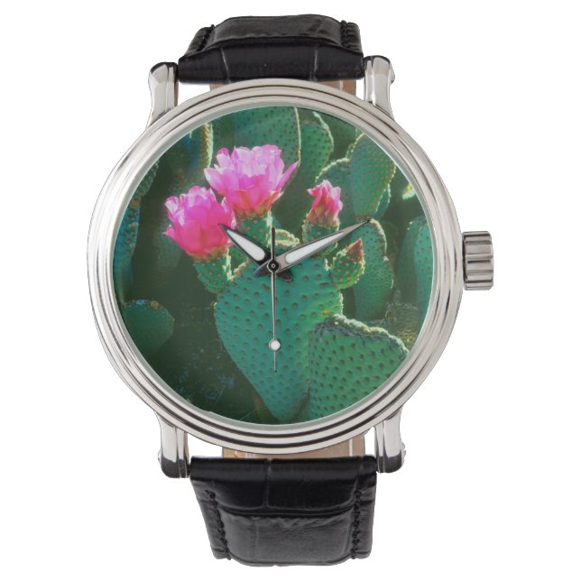 Beavertail Cactus Blume Armbanduhr (Vorderseite)