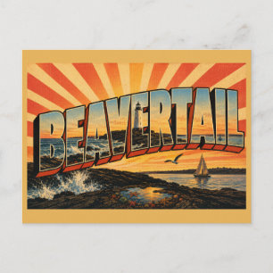 Beavertail RI Leuchtturm felsige Küste Kunst Postkarte
