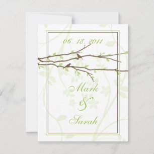 Bebauungszweige mit Birds White 7 Green UAWG RSVP Karte