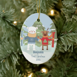 Bébé 1er Noël Polar Ours Reindeer Ornement
