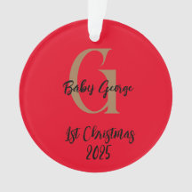 Bébé 1er ornement arbre de Noël unisex monogramme