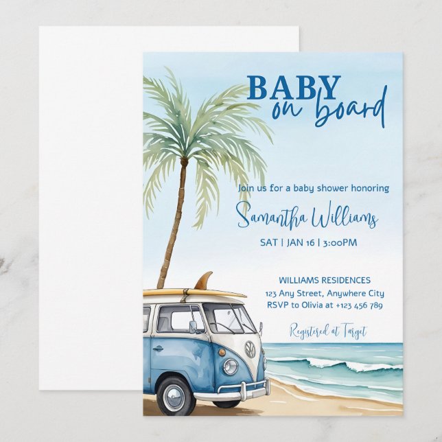 Bébé à bord Baby shower Invitation Modèle Sume (Devant / Derrière)