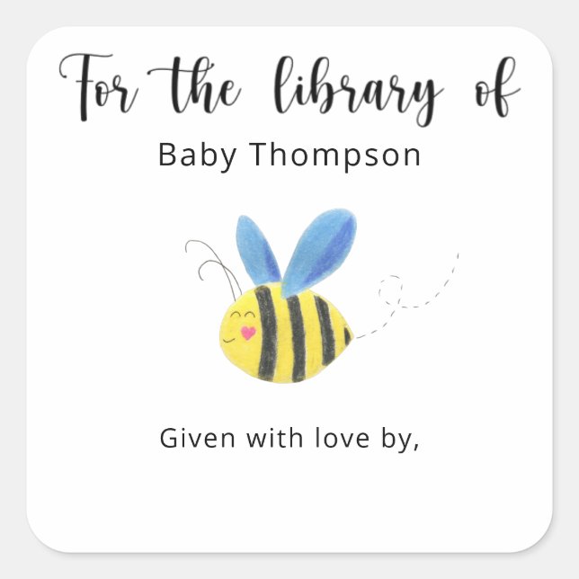 Bébé abeille - Étiquette de livre pour une baby sh (Devant)