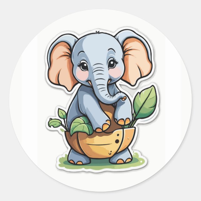 Bébé adorable Sticker éléphant - Cute Safari (Devant)