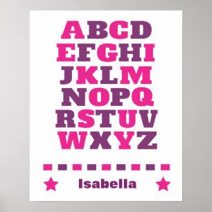 Bébé alphabet visuel rose violet abc poster