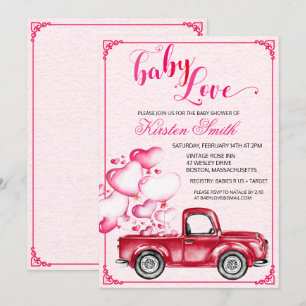 Bébé Amour Coeur Ballons Baby shower Invitation