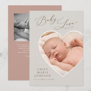 Bébé amour coeur en forme de Faire-part de naissan