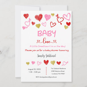 Bébé Amour Invitation, Baby shower Invitation
