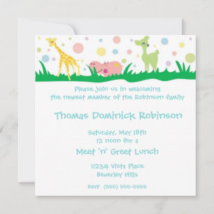 Bébé Animaux - invitations Baby showers