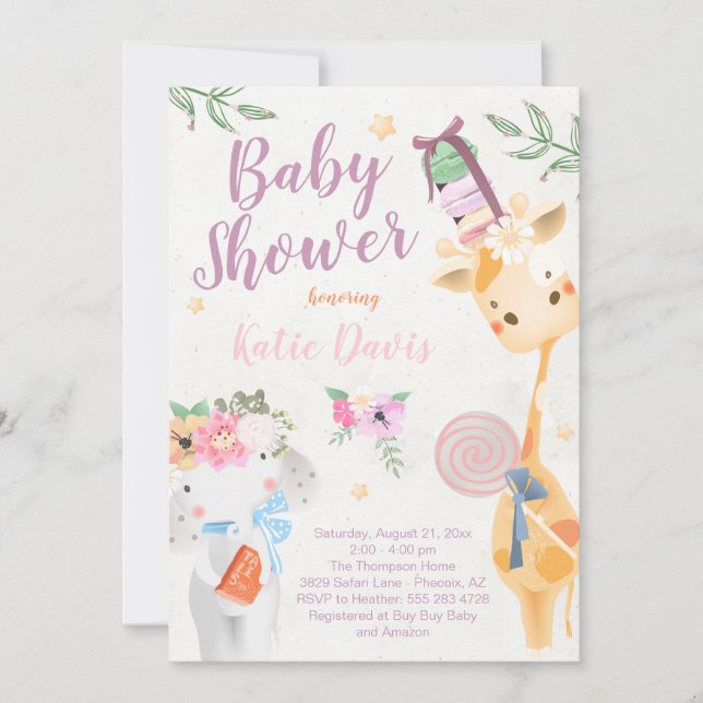 Bébé Animaux Safari Baby shower Invitation (Devant)