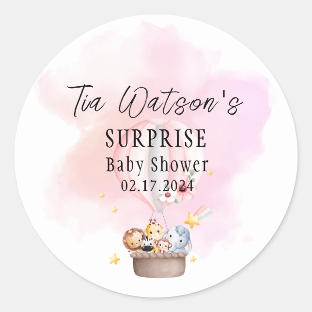 Bébé Animaux sur un ballons à air chaud Sticker ro (Devant)