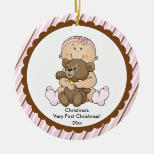 Bébé avec ornement de Noël du bébé d'ours le