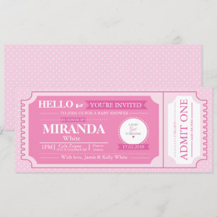 Bébé Baby shower rose Invitation de billet