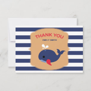 Bébé Baleine Carte de remerciements plat