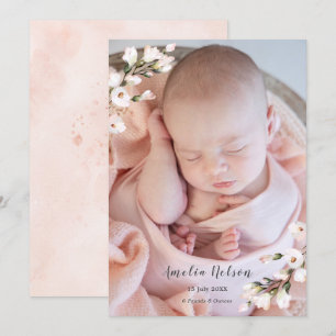 Bébé belle fille Faire-part de naissance nouveau-n