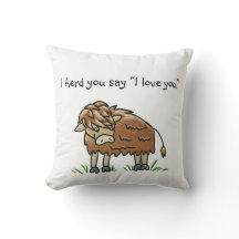 Bébé bison vache buffle Je t'aime coussin