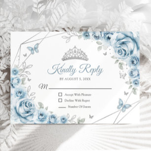 Bébé Bleu Argent Floral Quinceanera Réponse