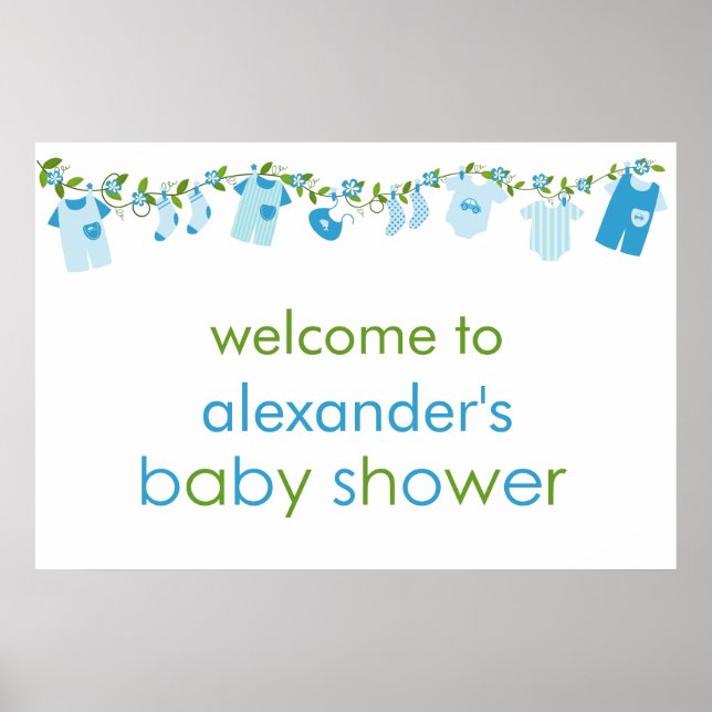 Bébé bleu Baby shower en ligne Poster (Devant)