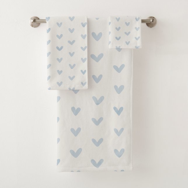 Bébé Bleu Coeurs d'amour Motif sur Offwhite (En situation)