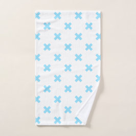 Bébé bleu croix coutures sur blanc